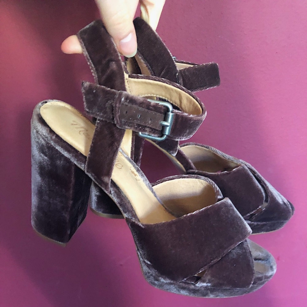 Madewell Purple Velvet Platform Heels